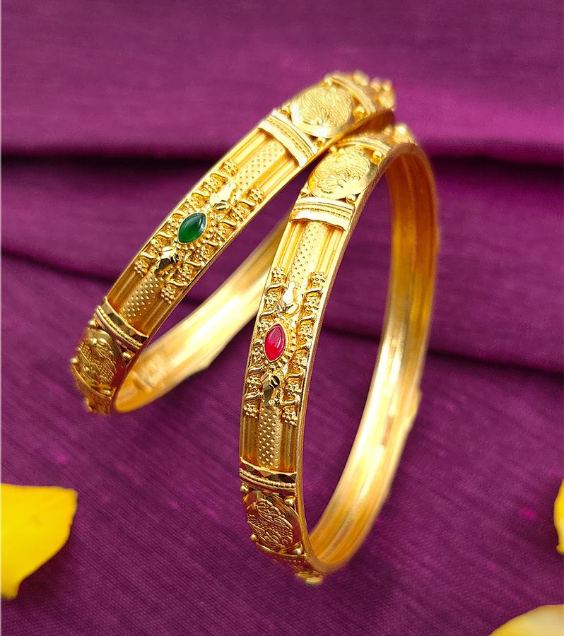 Beautiful Gold Bangles with Floral Patterns