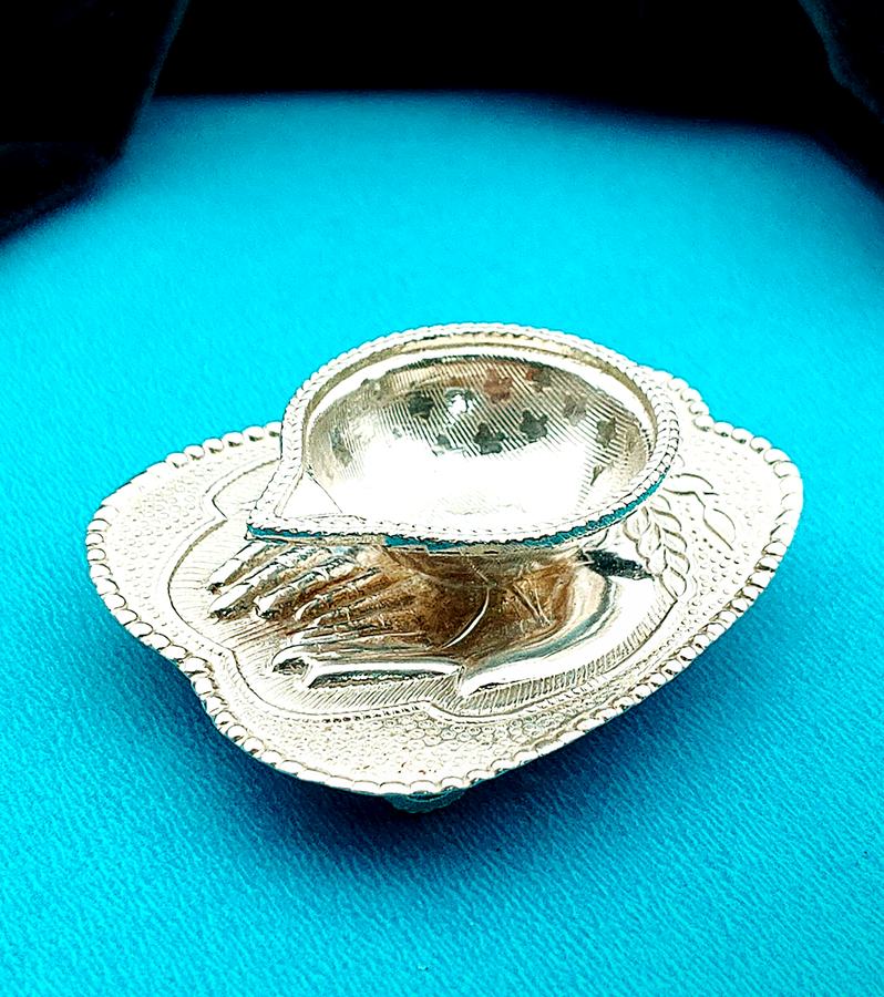 Traditional & Radiant Silver Kamal Diya Plate Set