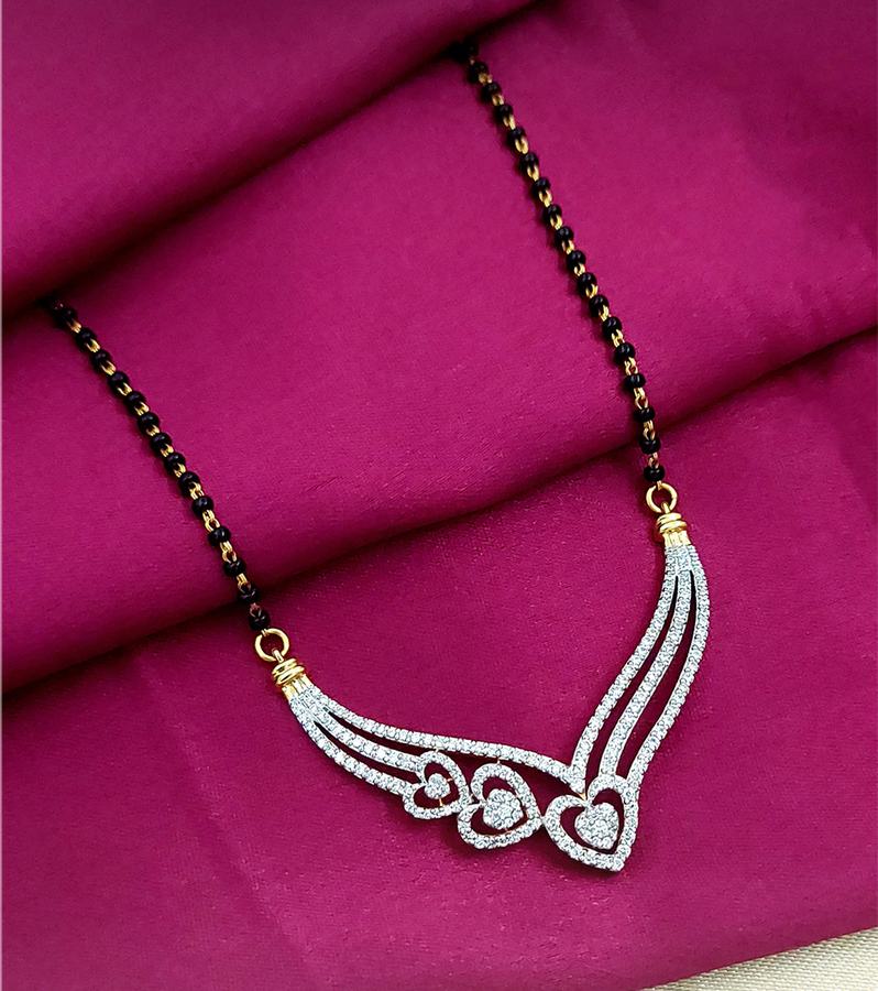 Mangalsutra & Diamond Pendant with Heart-Shaped Motifs