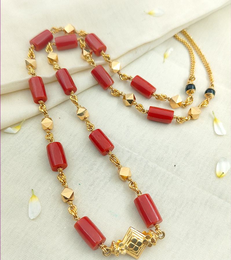 Traditional Coral Gold Kasthali or Kanti
