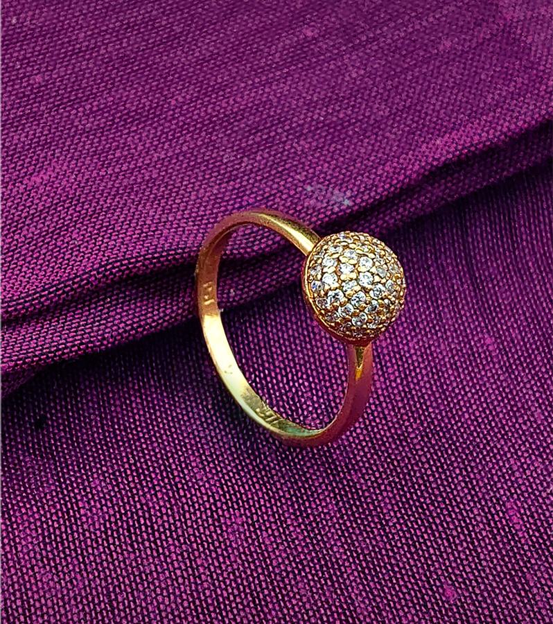 Artisanal Gold Dome Ring with Diamonds
