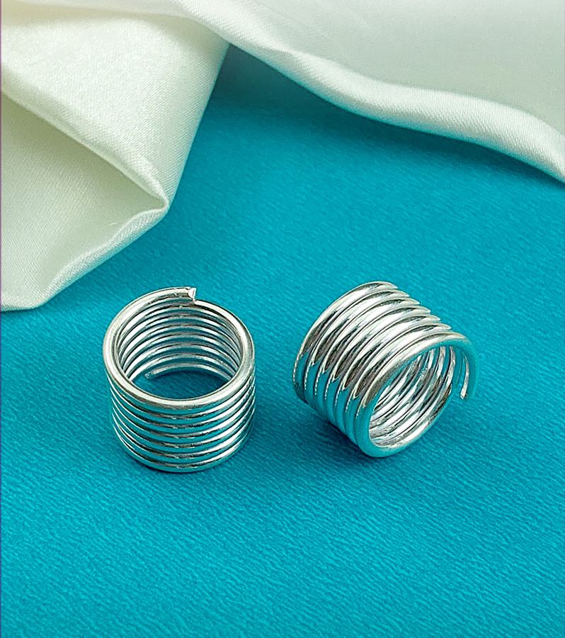 Artisanal Silver Spiral Coil/Jalebi Design Toe Rings
