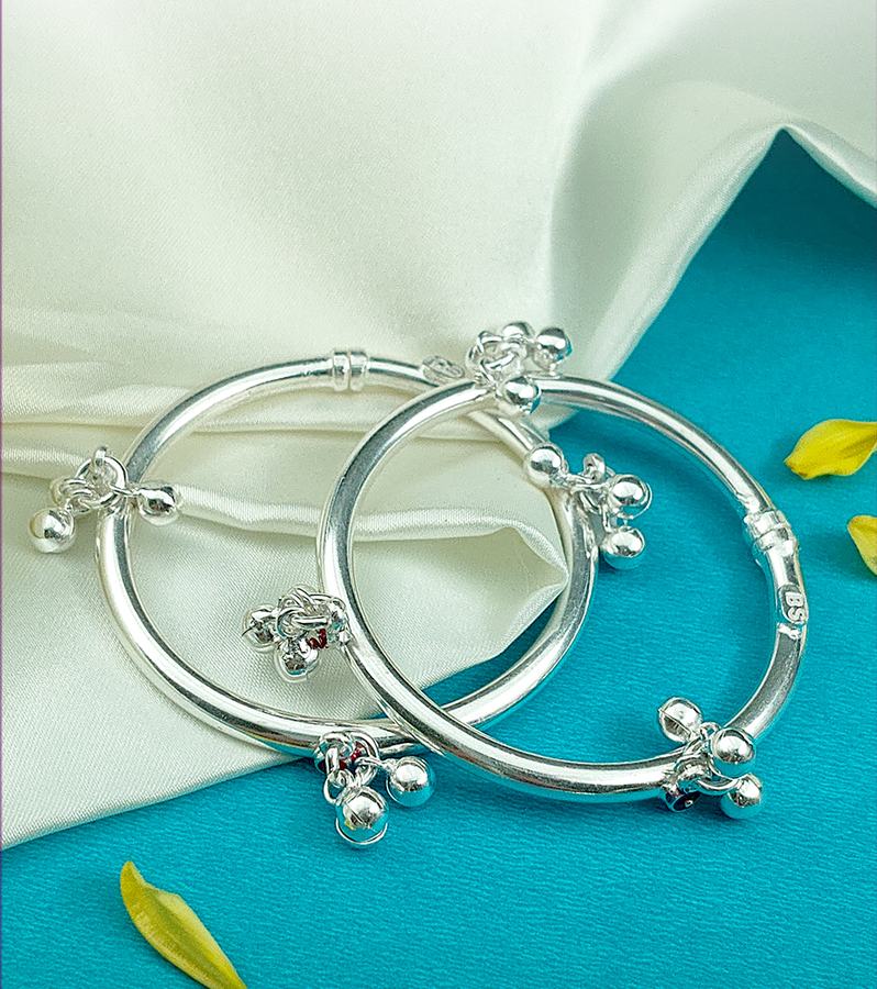 Charming Silver Baby Bangles or Anklets with Tinkle Bells